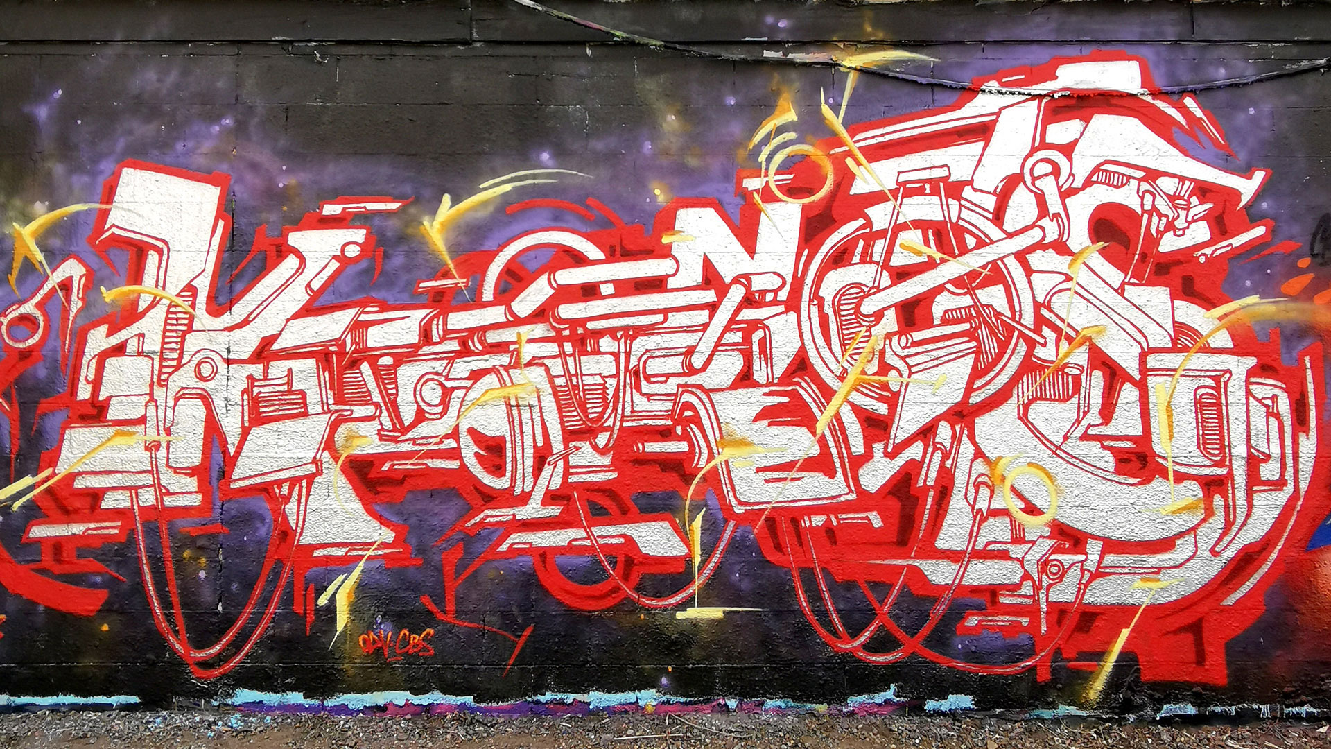 a kanos graffiti in silver and red