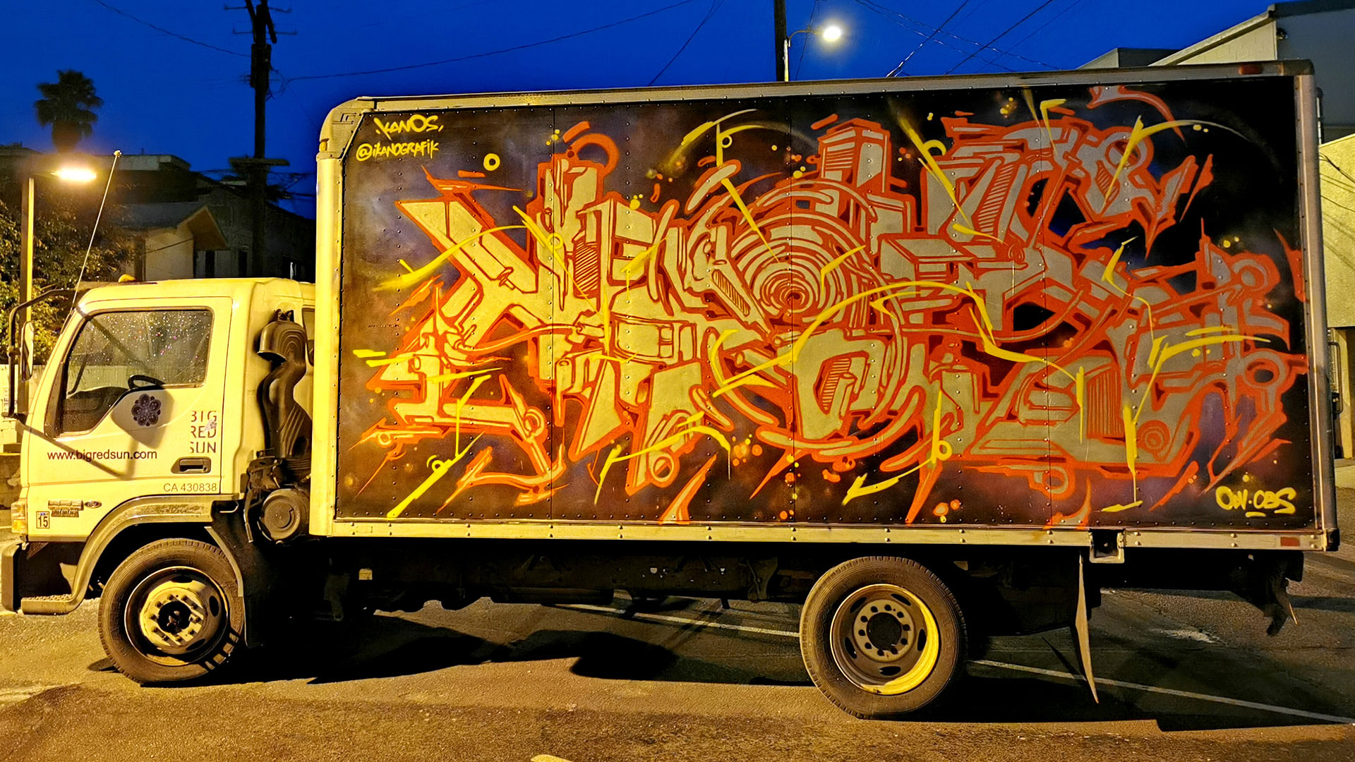 a graffiti on a truck