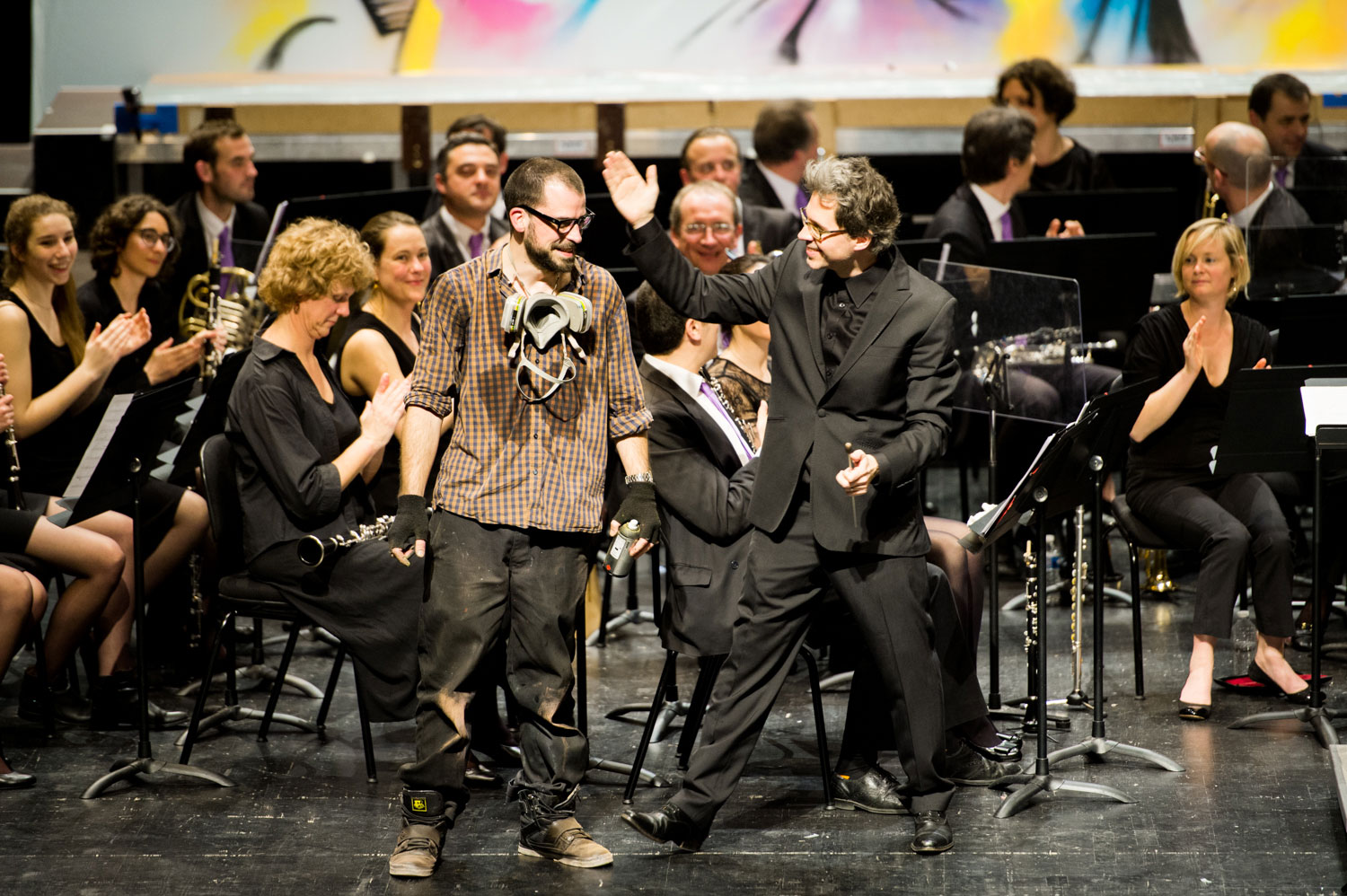 alex kanos with bandmaster of harmonic orchestra