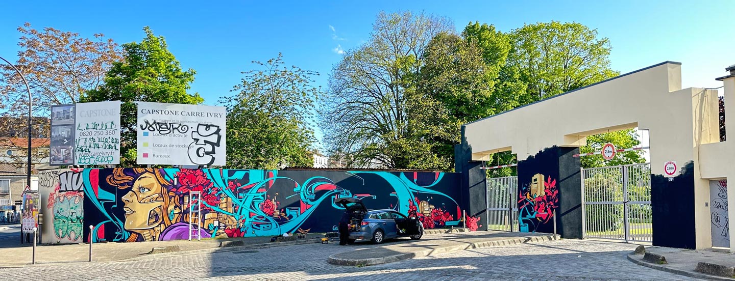 Street Art Mural at Capstone Ivry made by Esty and Kanos