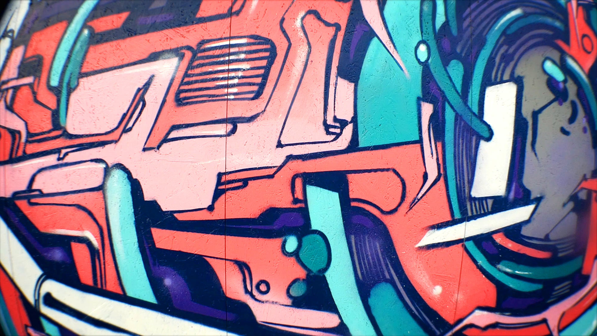 a close-up on a graffiti made by alex kanos in plein-les-watts festival in geneva