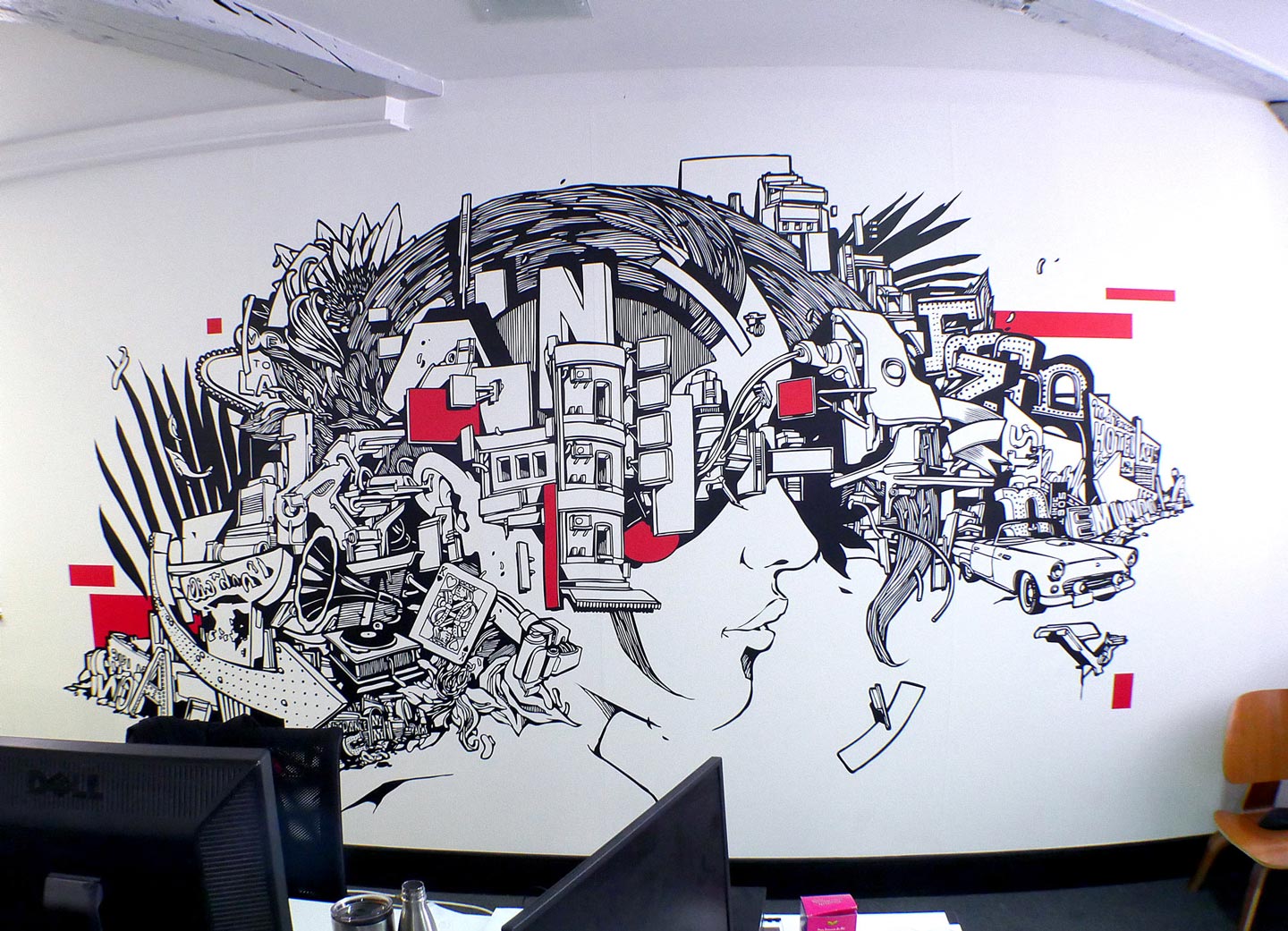 a wall made by alex kanos in winamax office